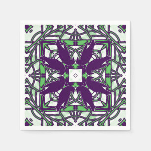 Serviette En Papier Meurtre de Corbeaux Violet Vert Toute Occasion