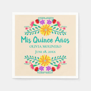 Serviette En Papier Mexicain Champagne Quincenera d'Anos de coing de