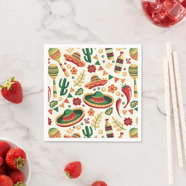Serviette En Papier Mexican Cinco De Mayo Pattern  (En situation)