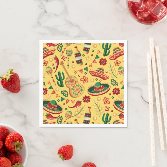 Serviette En Papier Mexican Cinco De Mayo Pattern  (En situation)