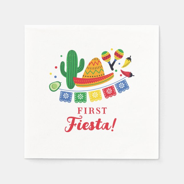 Serviette En Papier Mexique Fiesta Thème Premier anniversaire Invitati (Devant)