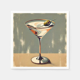 Serviette En Papier Mi-siècle Moderne 1 Olive Martini Peinture