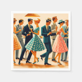 Serviette En Papier Mi-siècle Moderne Martinis Danser Cocktail Party