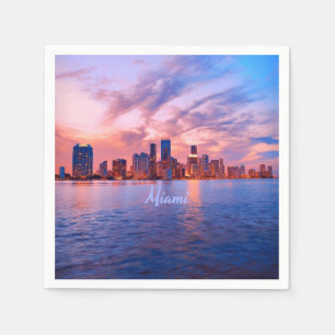 Serviette En Papier Miami Beach Florida City Skyline