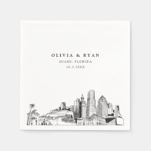 Serviette En Papier Miami Skyline Mariage papier Cocktail Napkin