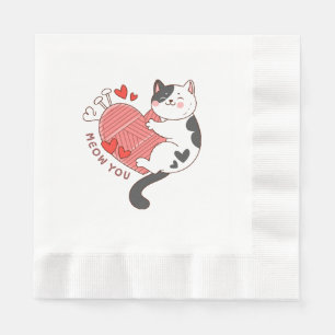 Serviette En Papier Miaou Toi Joli Chat Saint-Valentin