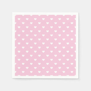 Serviette En Papier Micro cœurs blancs - Rose clair