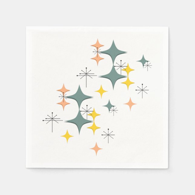 Serviette En Papier Mid Century Modern Eames atomique Starburts person (Devant)