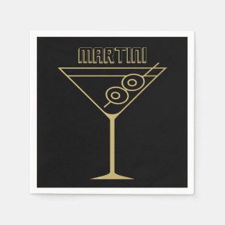 Serviette En Papier Mid Century Modern Gold 2 Olive Martini