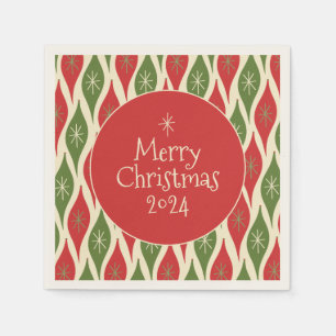 Serviette En Papier Mid Century Moderne Rétro Vintage Joyeux Noël