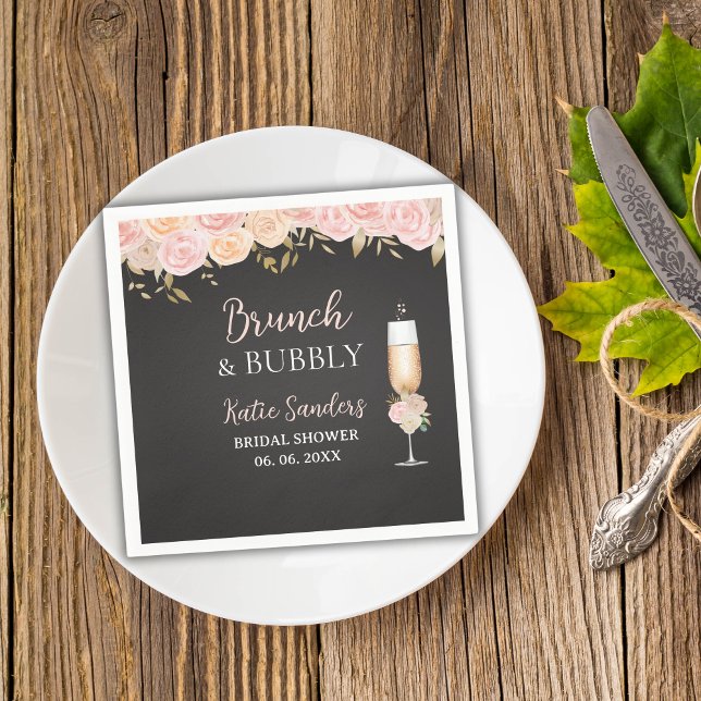 Serviette En Papier Midday Mimosa Bridal Shower Opulent Blooms (Créateur téléchargé)
