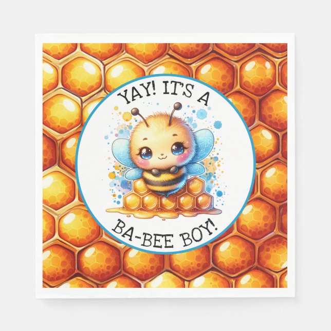 Serviette En Papier Miel abeille thème Baby shower garçon (Devant)