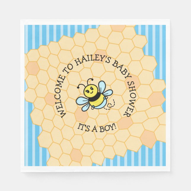 Serviette En Papier Miel Bee Thémé Baby shower de garçon serviettes (Devant)