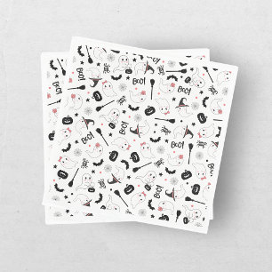 Serviette En Papier Mignon Boo Fantôme Effrayant Halloween Fille Rose