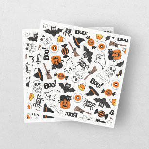 Serviette En Papier Mignon et Effrayant Halloween Noir et Orange
