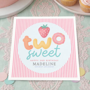 Serviette En Papier Mignon et Rose Deux Douce Anniversaire 2 Ans d'Été