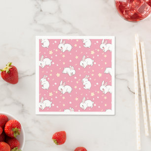 Serviette En Papier Mignon Lapin Kawaii Doodle Rose