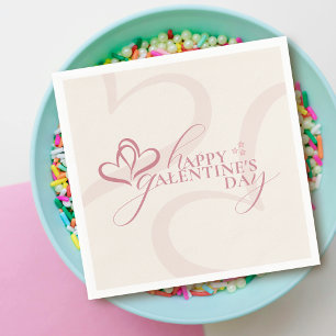 Serviette En Papier Mignon Minimaliste Moderne Rose Crème Écriture Gal
