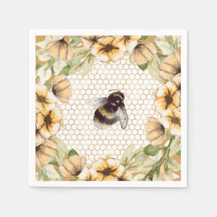 Serviette En Papier Mignon nid d'abeille et floral abeille