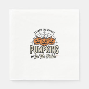 Serviette En Papier Mignon professeur de citrouille dessin Halloween_1