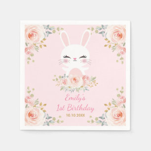 Serviette En Papier Mignon rougissent la fête d'anniversaire florale
