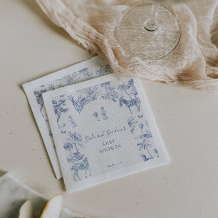 Serviette En Papier Mignon Safari Toile de Jouy   Shower de Bébé Bleu