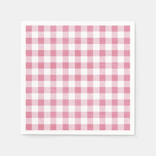 Serviette En Papier Mignon Simple Fille Prépayé Rose Gingham Carreaux  (Devant)