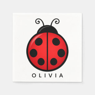 Serviette En Papier Mignonne coccinelle rouge personnalisée avec nom -