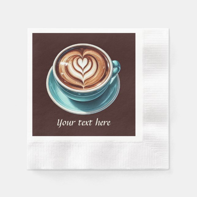 Serviette En Papier Mignonne d'ajouter votre texte femme de café (Devant)