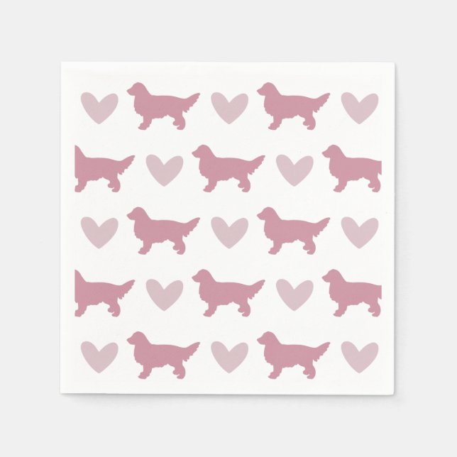 Serviette En Papier Mignonne Golden Retriever Chien Rose Valentines (Devant)