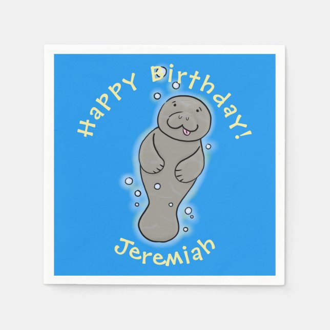 Serviette En Papier Mignonne manatée bébé avec bulles illustration (Devant)