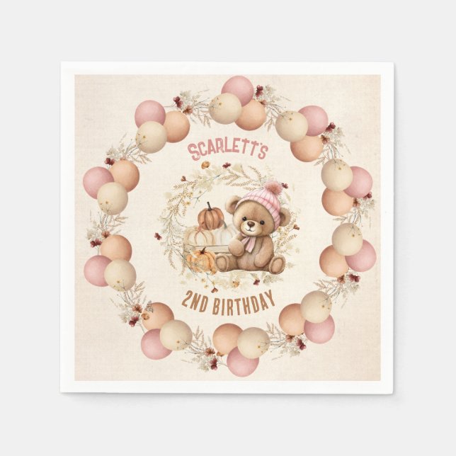 Serviette En Papier Mignonne Ours Teddy Automne Anniversaire Papier de (Devant)