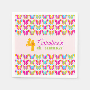 Serviette En Papier Mignonne Papillons colorés Fille 4e fête d'anniver