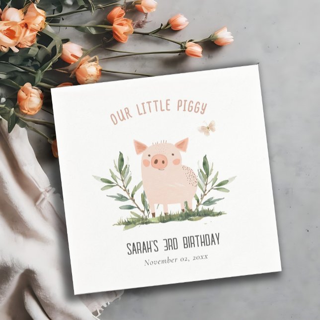Serviette En Papier Mignonne petit porc de ferme Anniversaire de enfan (Créateur téléchargé)