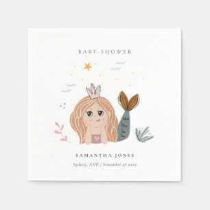 Serviette En Papier Mignonne Petite Maillot Mermaid Baby shower fille