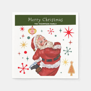 Serviette En Papier Mignonne Rouge et Vert Monogramme Noël Père Noël