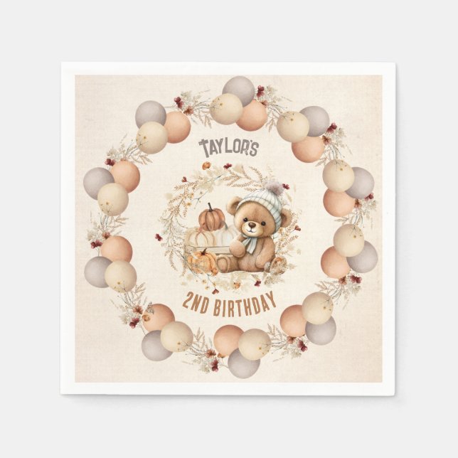 Serviette En Papier Mignonne Teddy Bear Automne Anniversaire Papier Ga (Devant)