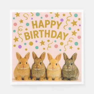 Serviette En Papier Mignonnes serviettes d'anniversaire de lapin !