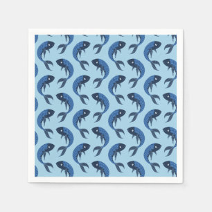 Serviette En Papier Mignonnes serviettes de poisson bleu
