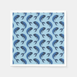 Serviette En Papier Mignonnes serviettes de poisson bleu
