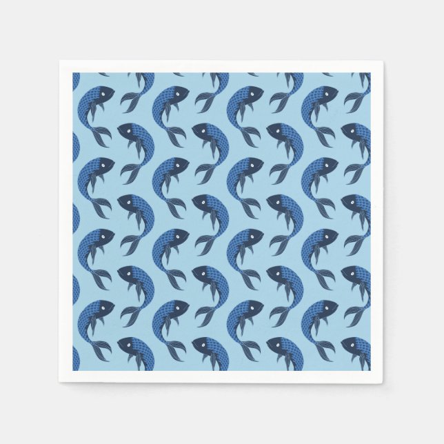 Serviette En Papier Mignonnes serviettes de poisson bleu (Devant)