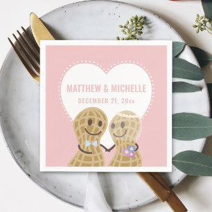 Serviette En Papier Mignons noix de dessin sur l'autre Mariage rose