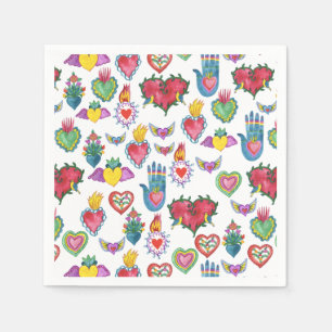 Serviette En Papier Milagros Coeurs flamants Aquarelle Valentines Aime
