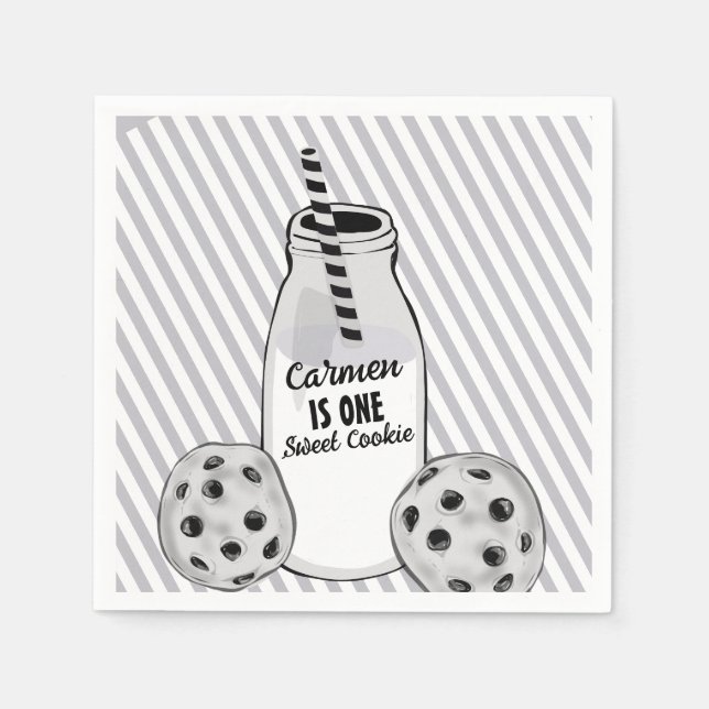 Serviette En Papier Milk and Cookie Sweet One First Birthday (Devant)