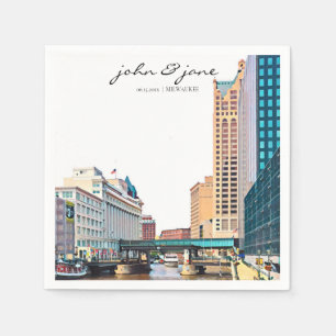 Serviette En Papier Milwaukee Skyline Cocktail Napkin personnalisé