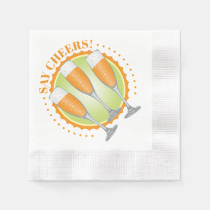 Serviette En Papier Mimosa Champagne Orange