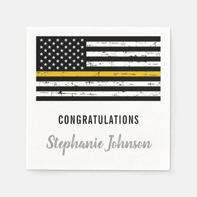 Serviette En Papier Mince Gold Line 911 Police Dispatcher Party (Devant)
