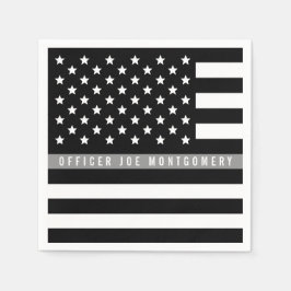 Serviette En Papier Mince Gray Line American Flag Retraite Party