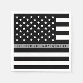 Serviette En Papier Mince Gris Line American Flag Monogramme