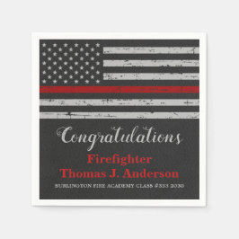 Serviette En Papier Mince ligne rouge pompier diplômé